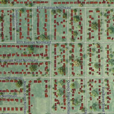 Close-up of the map of Spring Lake Park, Minnesota print showing street and building detail