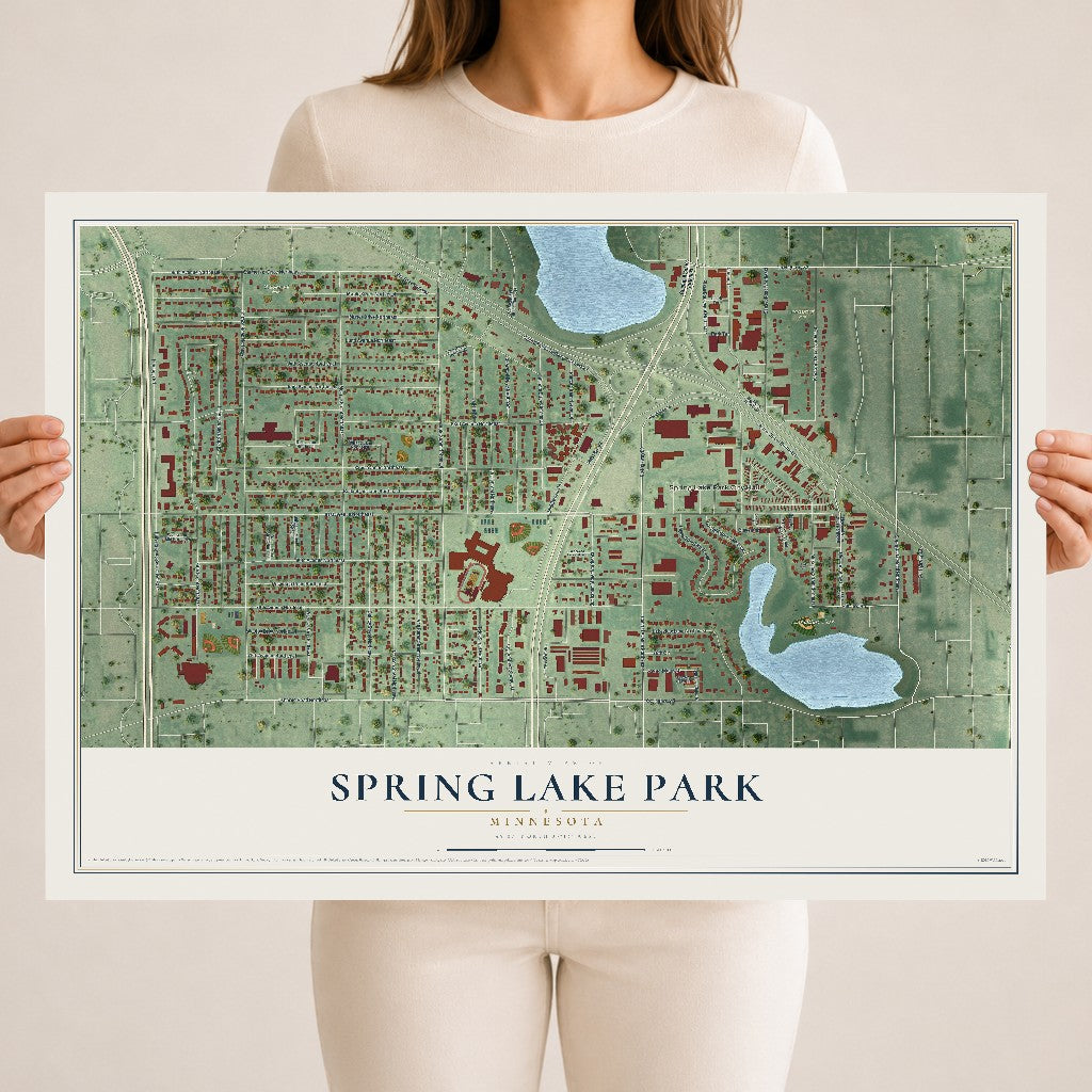 Map of Spring Lake Park, Minnesota, 18 x 24 inch unframed archival matte print