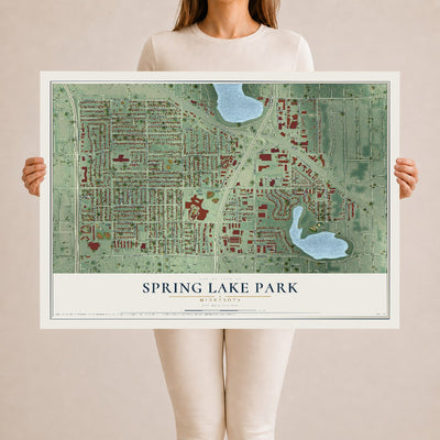 Map of Spring Lake Park, Minnesota, 24 x 36 inch unframed archival matte print