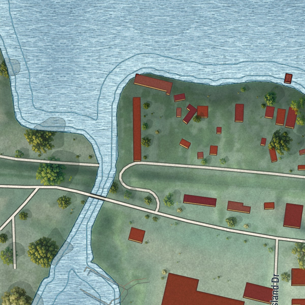 Close-up of the map of Spring Park, Minnesota print showing street and building detail