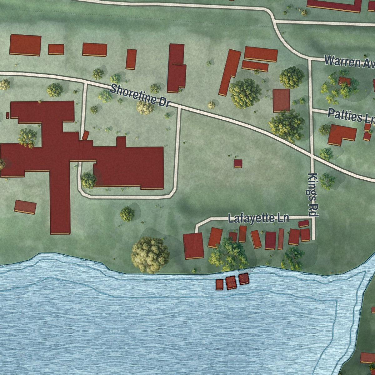 Second close-up of the map of Spring Park, Minnesota print showing more streets and buildings
