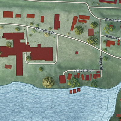 Second close-up of the map of Spring Park, Minnesota print showing more streets and buildings