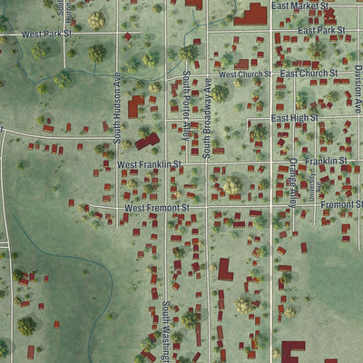 Second close-up of the map of Spring Valley, Minnesota print showing more streets and buildings