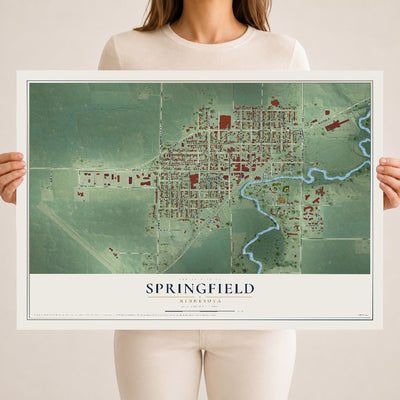 Map of Springfield, Minnesota, 18 x 24 inch unframed archival matte print