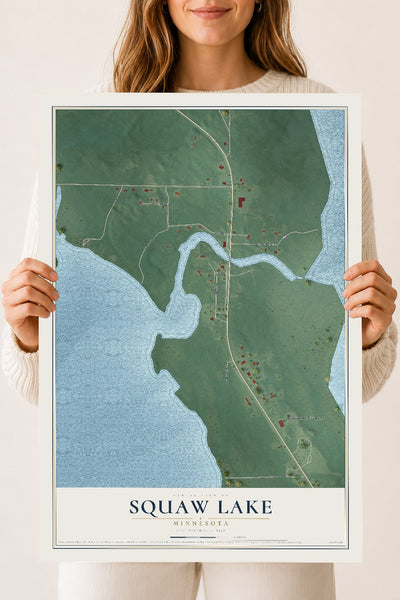 Map of Squaw Lake, Minnesota, 18 x 24 inch unframed archival matte print