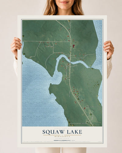Map of Squaw Lake, Minnesota, 24 x 36 inch unframed archival matte print