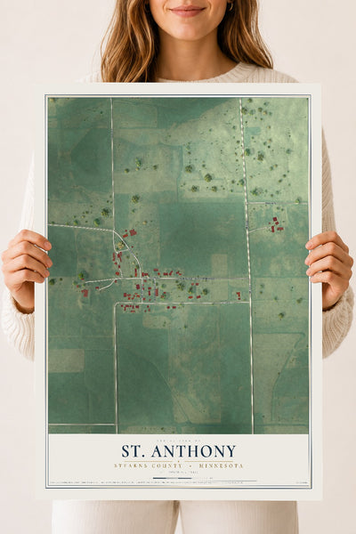 Map of St. Anthony, Stearns County, Minnesota, 18 x 24 inch unframed archival matte print