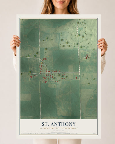 Map of St. Anthony, Stearns County, Minnesota, 24 x 36 inch unframed archival matte print