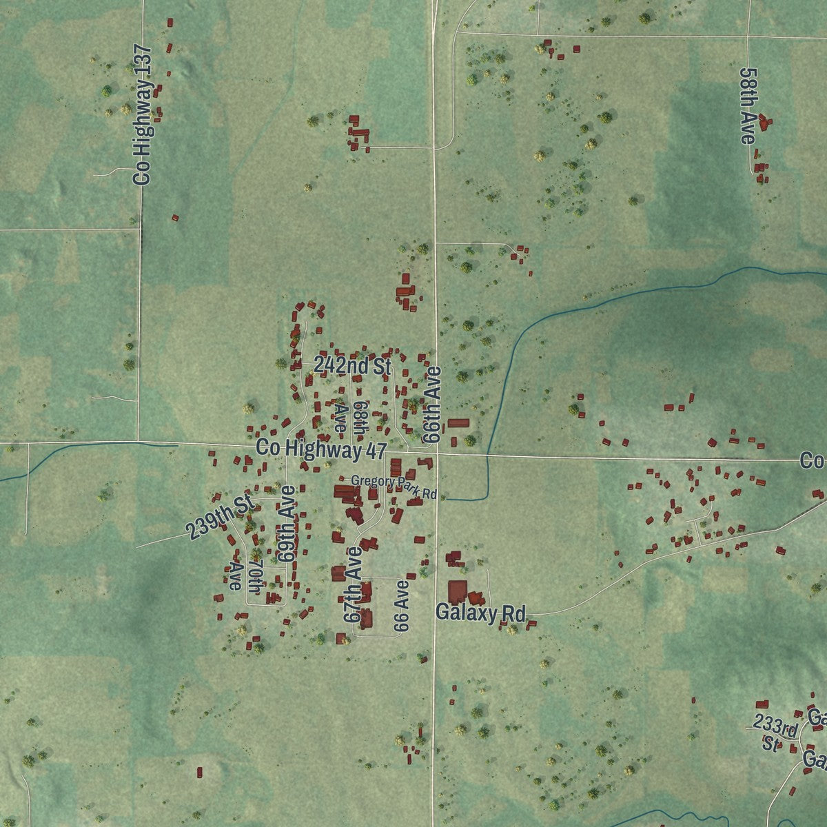 Second close-up of the map of St. Augusta, Minnesota print showing more streets and buildings