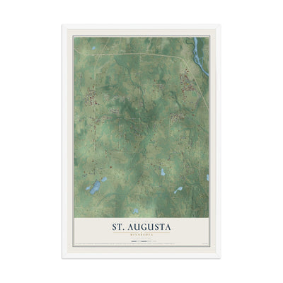 Map of St. Augusta, Minnesota, 12 x 18 inch print in a white wood frame