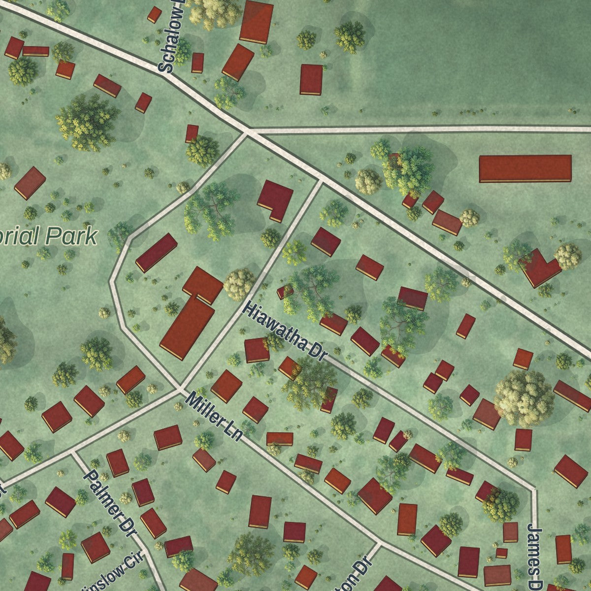 Close-up of the map of St. Clair, Minnesota print showing street and building detail