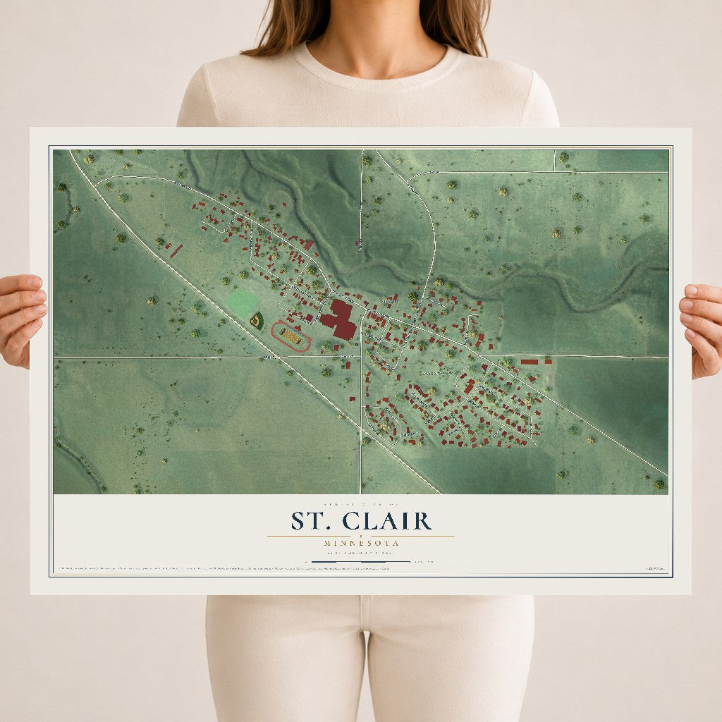 Map of St. Clair, Minnesota, 18 x 24 inch unframed archival matte print
