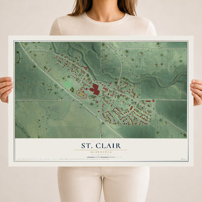 Map of St. Clair, Minnesota, 18 x 24 inch unframed archival matte print