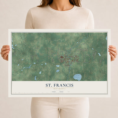 Map of St. Francis, Minnesota, 12 x 18 inch unframed archival matte print