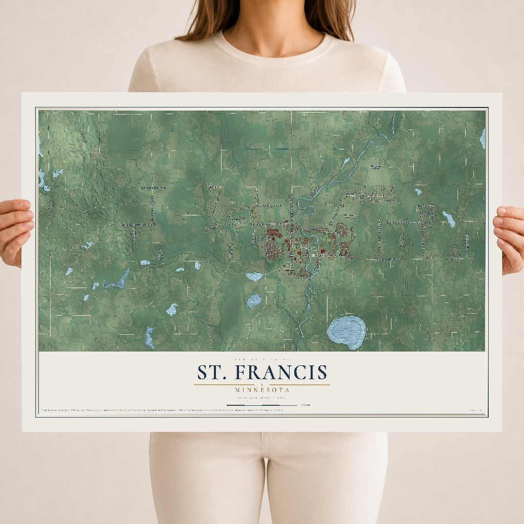 Map of St. Francis, Minnesota, 18 x 24 inch unframed archival matte print