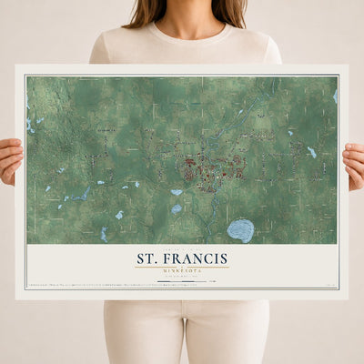 Map of St. Francis, Minnesota, 18 x 24 inch unframed archival matte print