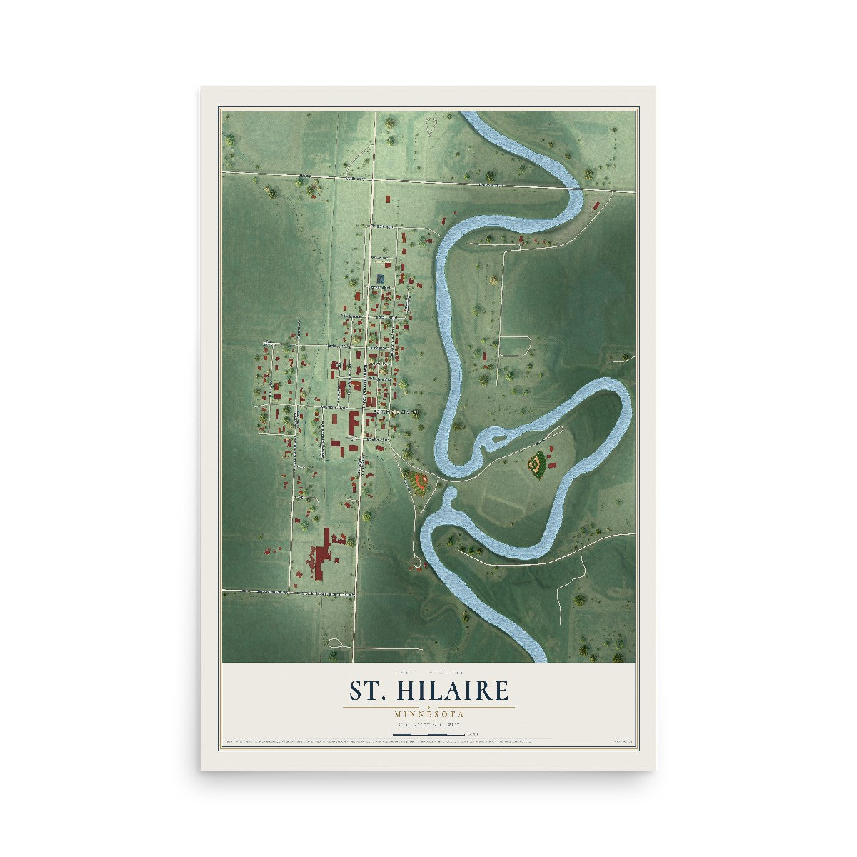 Map of St. Hilaire, Minnesota, 12 x 18 inch unframed archival matte print