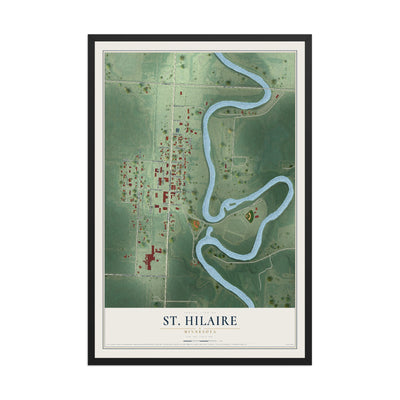 Map of St. Hilaire, Minnesota, 12 x 18 inch print in a black wood frame
