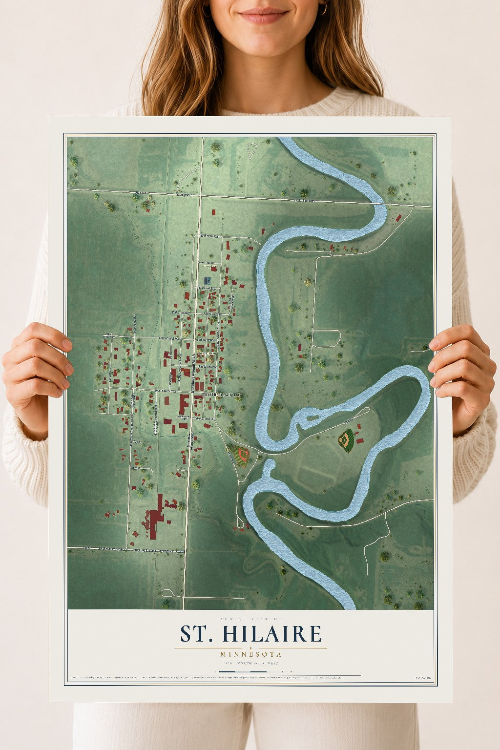 Map of St. Hilaire, Minnesota, 18 x 24 inch unframed archival matte print