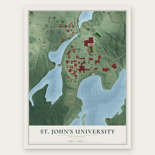 St. John's University, Minnesota map print, the full design
