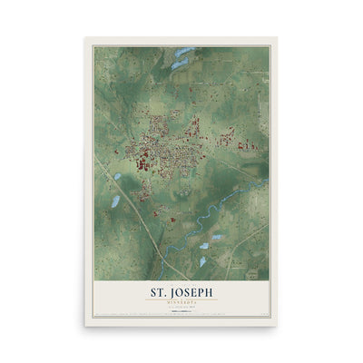 Map of St. Joseph, Minnesota, 12 x 18 inch unframed archival matte print