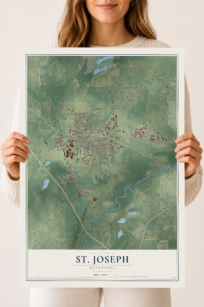 Map of St. Joseph, Minnesota, 18 x 24 inch unframed archival matte print