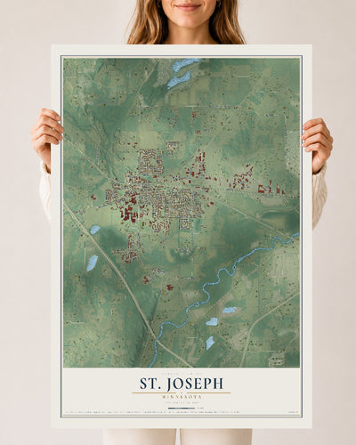 Map of St. Joseph, Minnesota, 24 x 36 inch unframed archival matte print