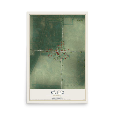 Map of St. Leo, Minnesota, 12 x 18 inch unframed archival matte print