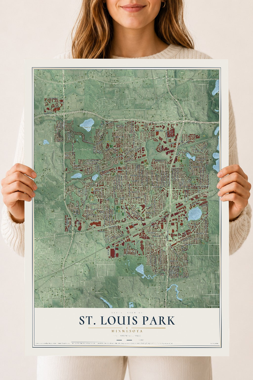 Map of St. Louis Park, Minnesota, 18 x 24 inch unframed archival matte print