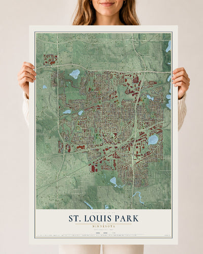 Map of St. Louis Park, Minnesota, 24 x 36 inch unframed archival matte print