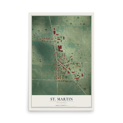 Map of St. Martin, Minnesota, 12 x 18 inch unframed archival matte print