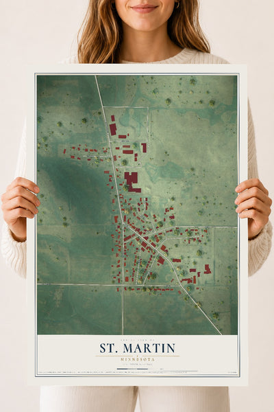 Map of St. Martin, Minnesota, 18 x 24 inch unframed archival matte print