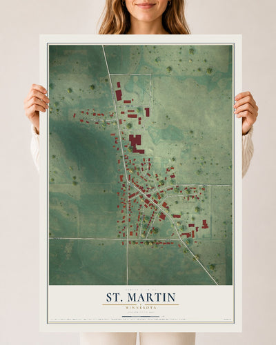 Map of St. Martin, Minnesota, 24 x 36 inch unframed archival matte print