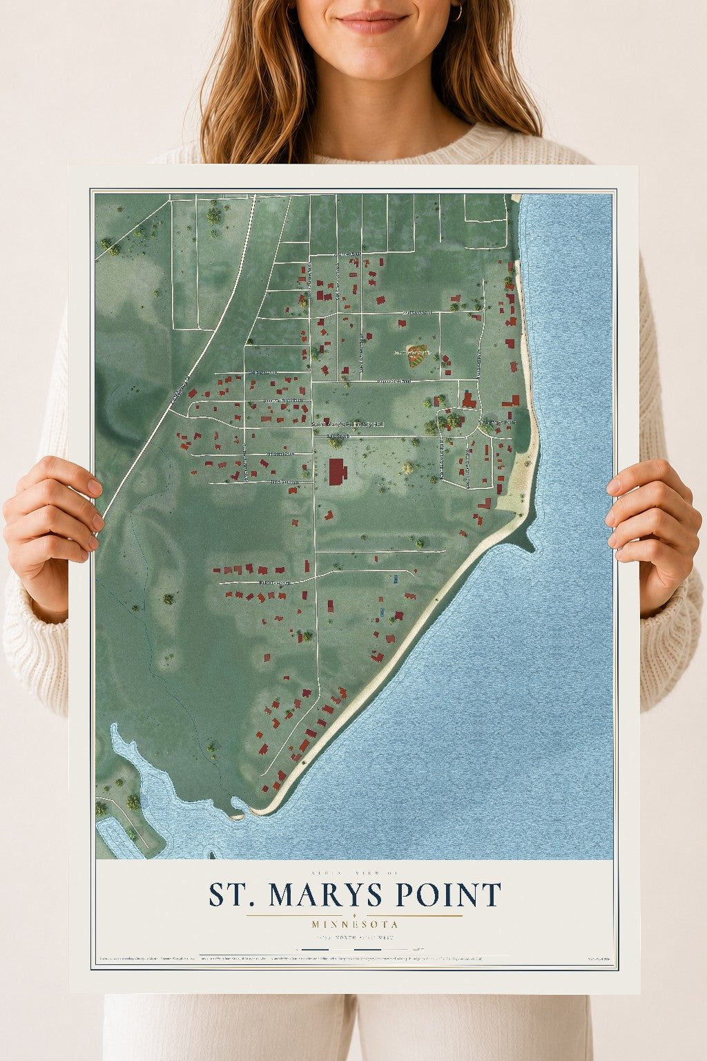 Map of St. Marys Point, Minnesota, 18 x 24 inch unframed archival matte print