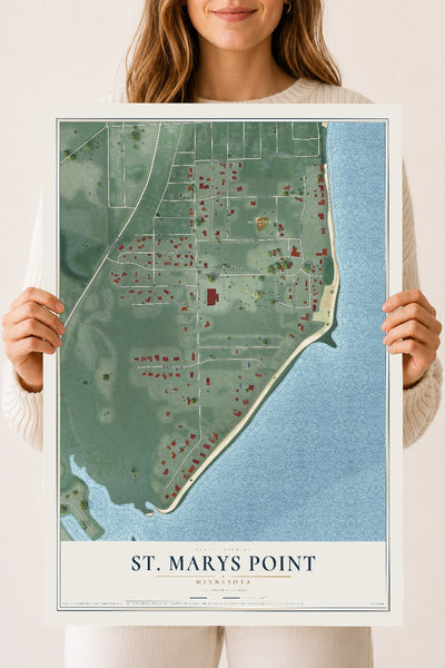 Map of St. Marys Point, Minnesota, 18 x 24 inch unframed archival matte print