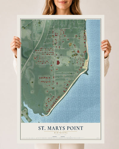Map of St. Marys Point, Minnesota, 24 x 36 inch unframed archival matte print