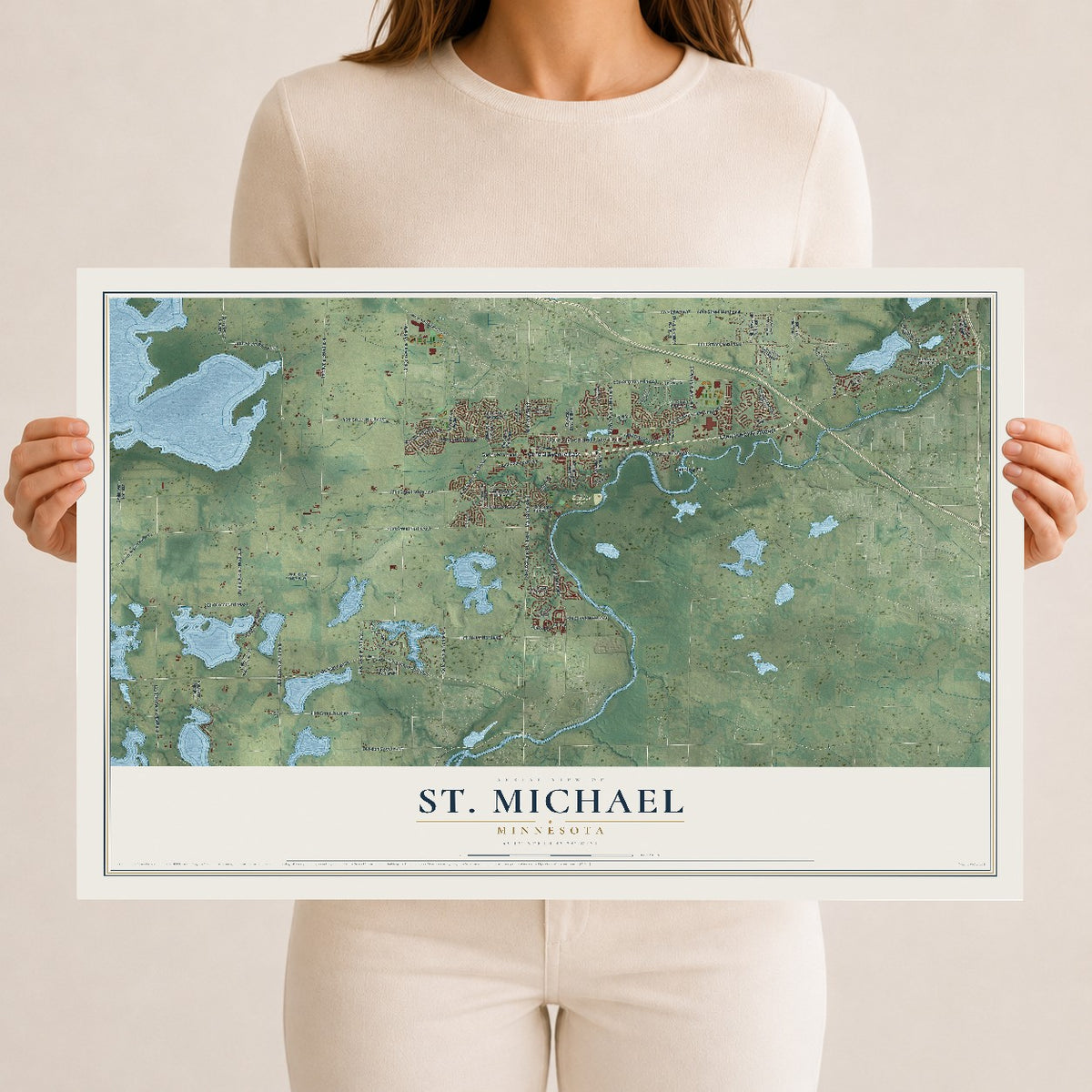 Map of St. Michael, Minnesota, 12 x 18 inch unframed archival matte print