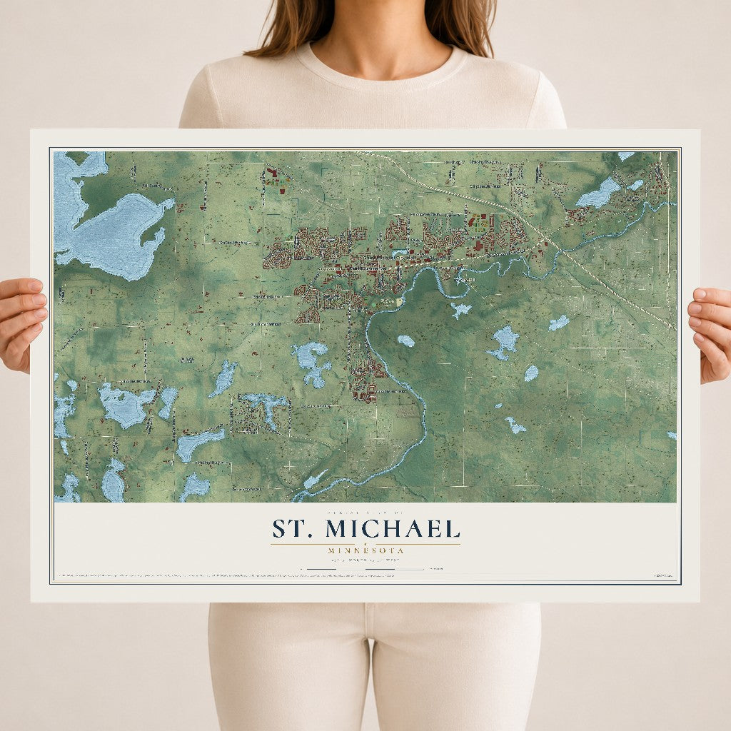 Map of St. Michael, Minnesota, 18 x 24 inch unframed archival matte print
