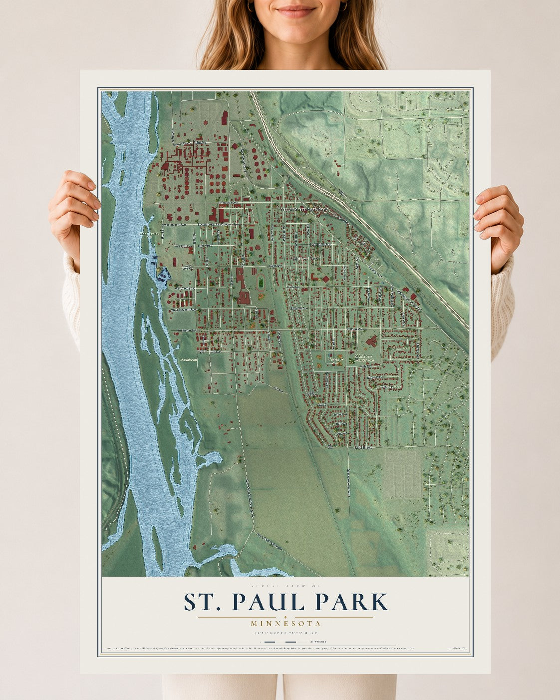 Map of St. Paul Park, Minnesota, 24 x 36 inch unframed archival matte print