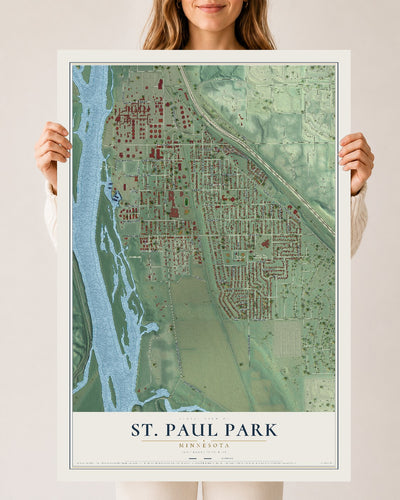 Map of St. Paul Park, Minnesota, 24 x 36 inch unframed archival matte print