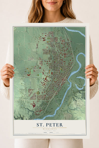 Map of St. Peter, Minnesota, 18 x 24 inch unframed archival matte print
