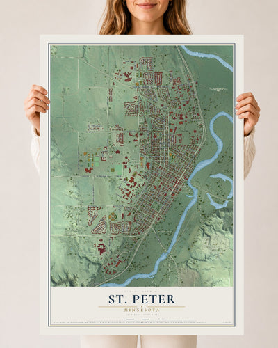 Map of St. Peter, Minnesota, 24 x 36 inch unframed archival matte print