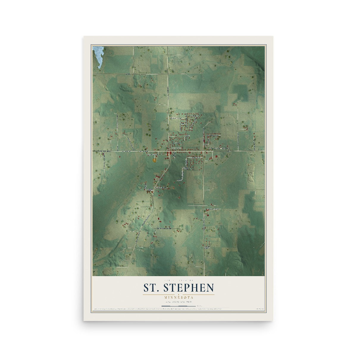 Map of St. Stephen, Minnesota, 12 x 18 inch unframed archival matte print