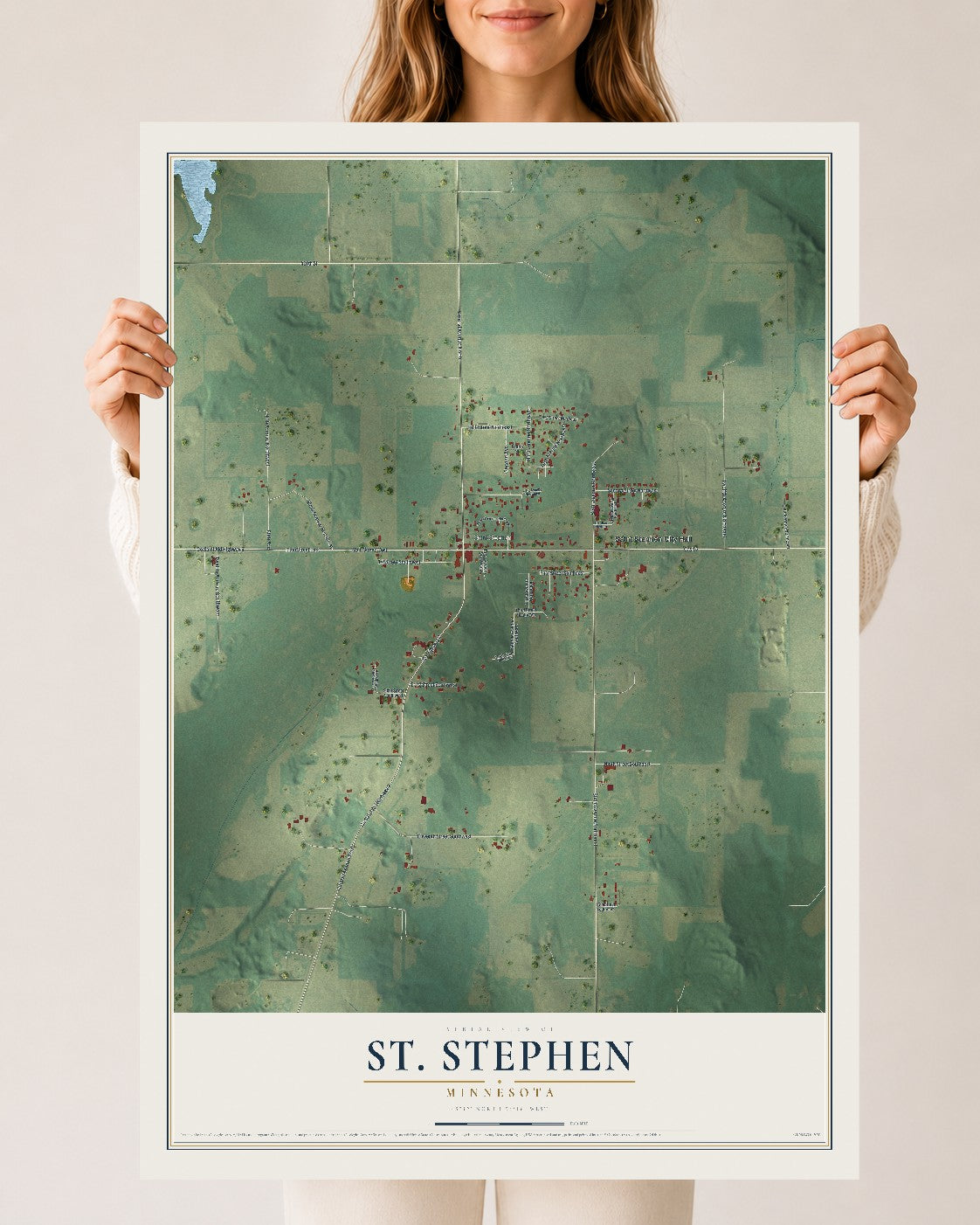 Map of St. Stephen, Minnesota, 24 x 36 inch unframed archival matte print