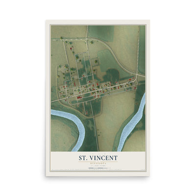 Map of St. Vincent, Minnesota, 12 x 18 inch unframed archival matte print