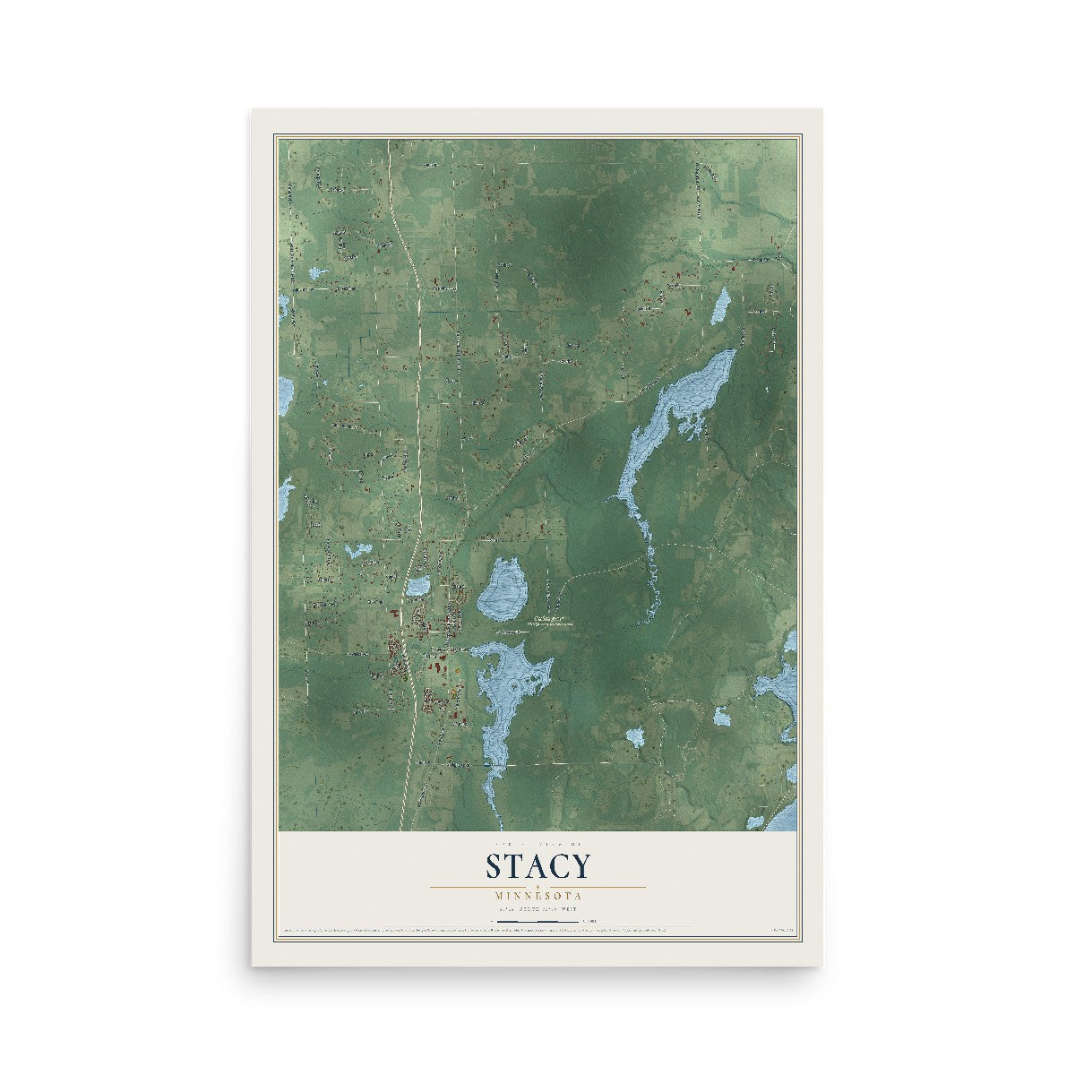 Map of Stacy, Minnesota, 12 x 18 inch unframed archival matte print