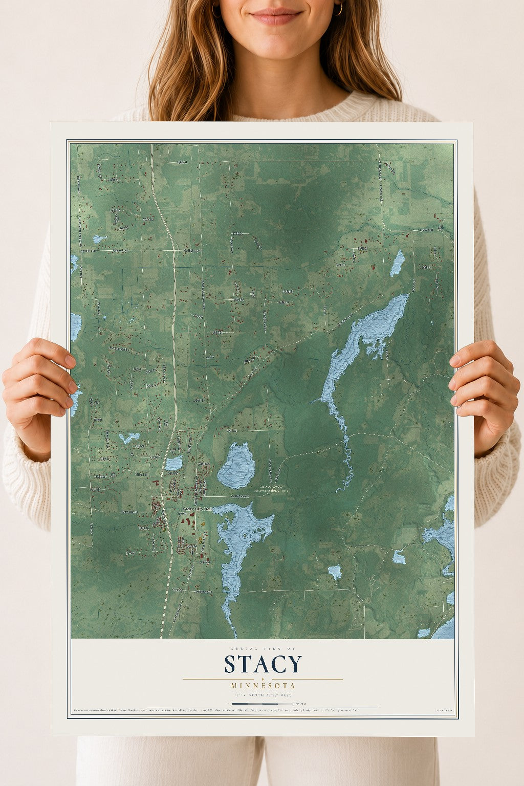 Map of Stacy, Minnesota, 18 x 24 inch unframed archival matte print
