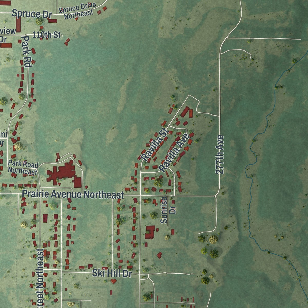 Second close-up of the map of Staples, Minnesota print showing more streets and buildings