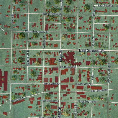 Close-up of the map of Starbuck, Minnesota print showing street and building detail