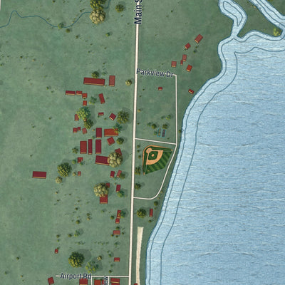 Second close-up of the map of Starbuck, Minnesota print showing more streets and buildings